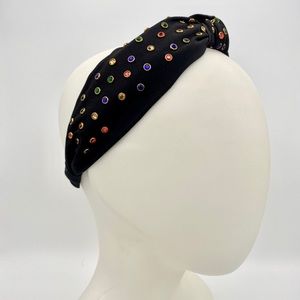 Black headband with multi color crystals